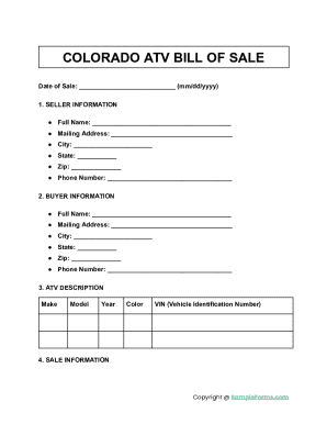 Colorado ATV Bill of Sale