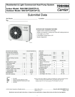 Residential Light Commercial Heat Pump System Submittal Data