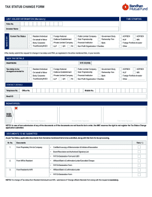 Tax Status Change Form