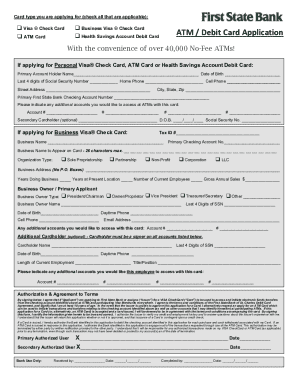 First State Bank Debit Card Application