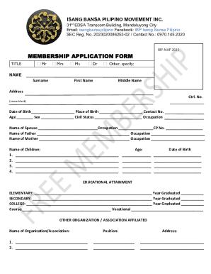 Isang Bansa Pilipino Membership Application Form
