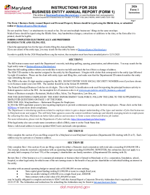 Maryland Business Entity Annual Report Form 1