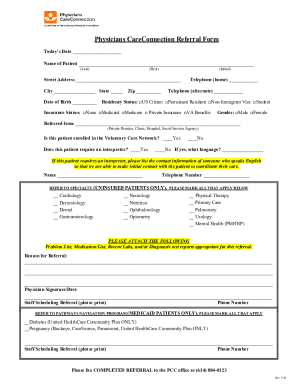 Physicians CareConnection Referral Form