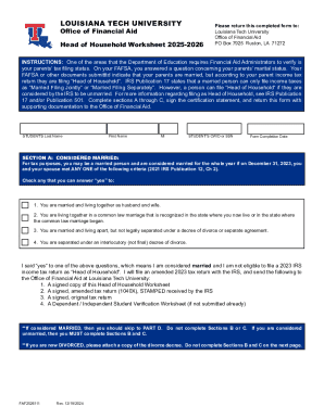 Head of Household Worksheet 2025-2026