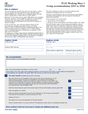 UK P11D Living Accommodation Worksheet