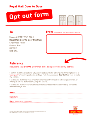 Royal Mail Door to Door Opt Out Form