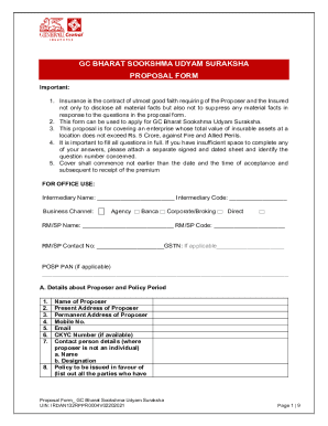 GC Bharat Sookshma Udyam Suraksha Proposal Form