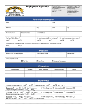 Employment Application Form
