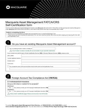 Macquarie FATCA/CRS Self-Certification Form