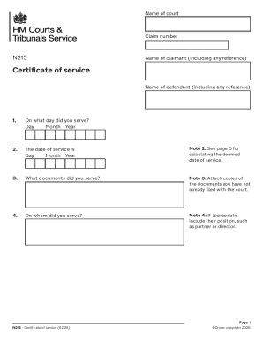 N215 Certificate of Service