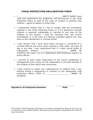 Child Protection Declaration Form