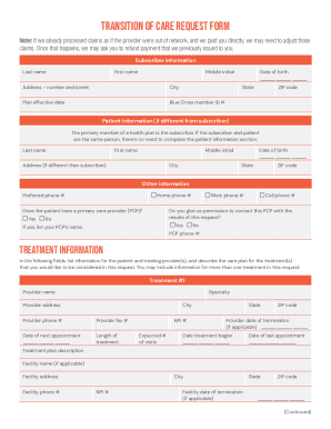 Transition of Care Request Form