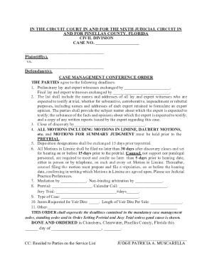 Case Management Conference Order