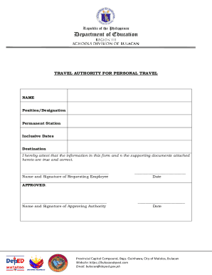 Philippines Travel Authority Form