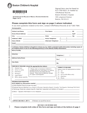 Authorization for Release of Medical Records Information