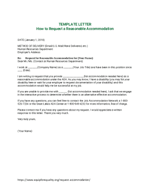 Request for Reasonable Accommodation Letter