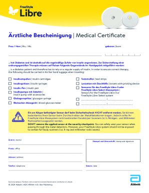 Medical Certificate for Diabetes Patients