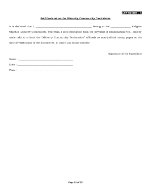 Self-Declaration for Minority Community Candidates