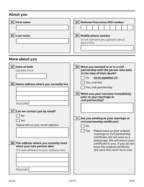 Bereavement Support Payment Form