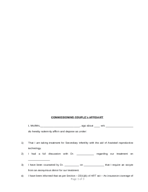Commissioning Couple’s Affidavit