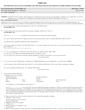 Form ADV Investment Adviser Registration
