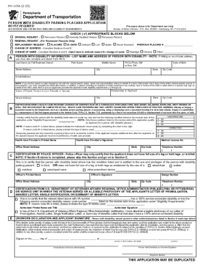 Pennsylvania Disability Parking Placard Application
