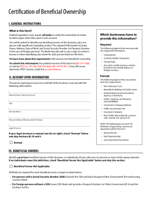 Certification of Beneficial Ownership