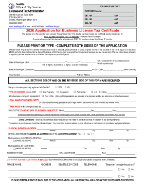 Seattle Business License Tax Certificate Application