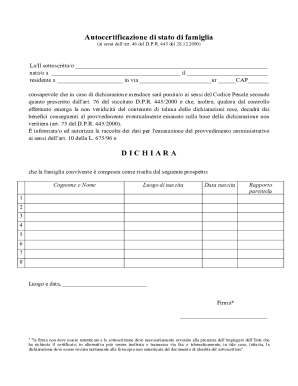 Italian Family Status Self-Certification Form