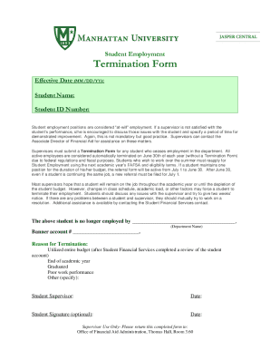 Student Employment Termination Form