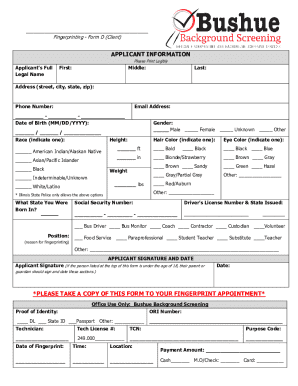 Fingerprinting Form D (Client)