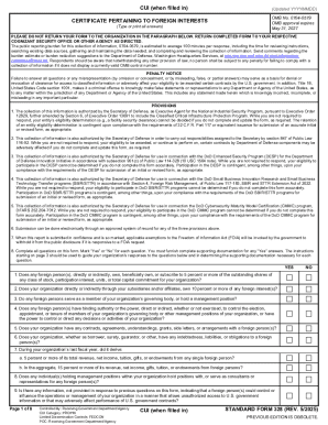 Standard Form 328 Certificate Pertaining To Foreign Interests