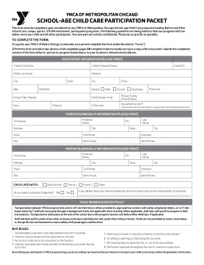 YMCA School-Age Child Care Participation Packet