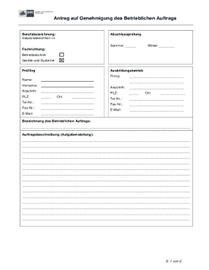 German Apprenticeship Business Order Approval Form