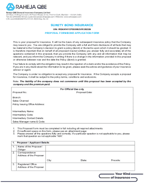 Surety Bond Insurance Proposal Form