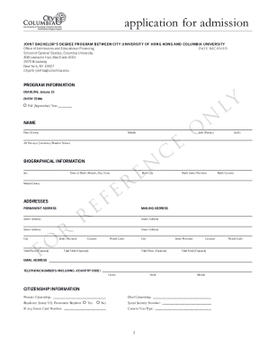 Joint Bachelor’s Degree Program Application