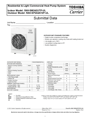 Residential & Light Commercial Heat Pump System Submittal Data