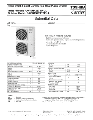 Residential Heat Pump System Submittal Data