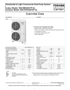 Residential Light Commercial Heat Pump System Submittal Data