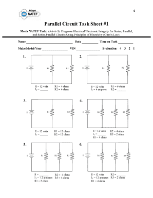 Parallel Circuit Task Sheet