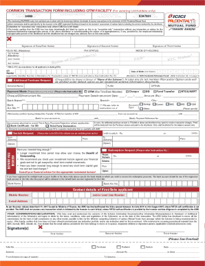 Common Transaction Form for Mutual Funds
