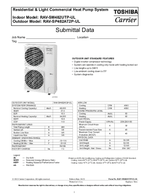 Residential Light Commercial Heat Pump System Submittal Data