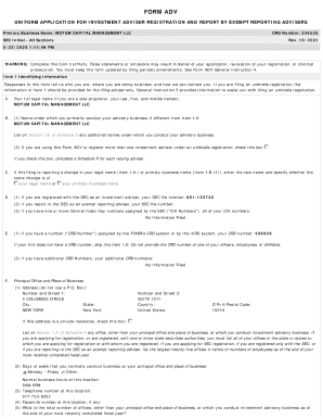 Form ADV Investment Adviser Registration
