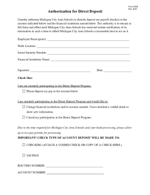 Authorization for Direct Deposit