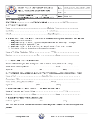 Mama Ngina University College Registration Form