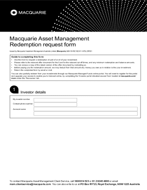 Macquarie Redemption Request Form