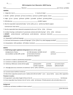 Immigration Court Observation Form