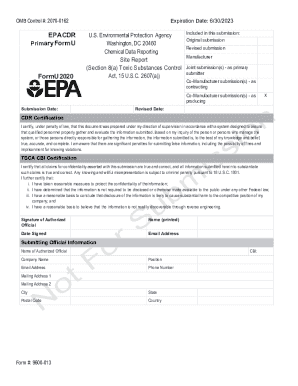 EPA Chemical Data Reporting Form