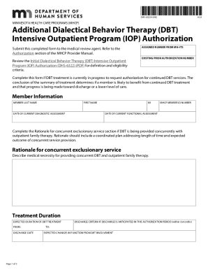 Minnesota DBT IOP Authorization Form