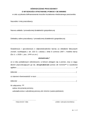 Employer Declaration on De Minimis Aid